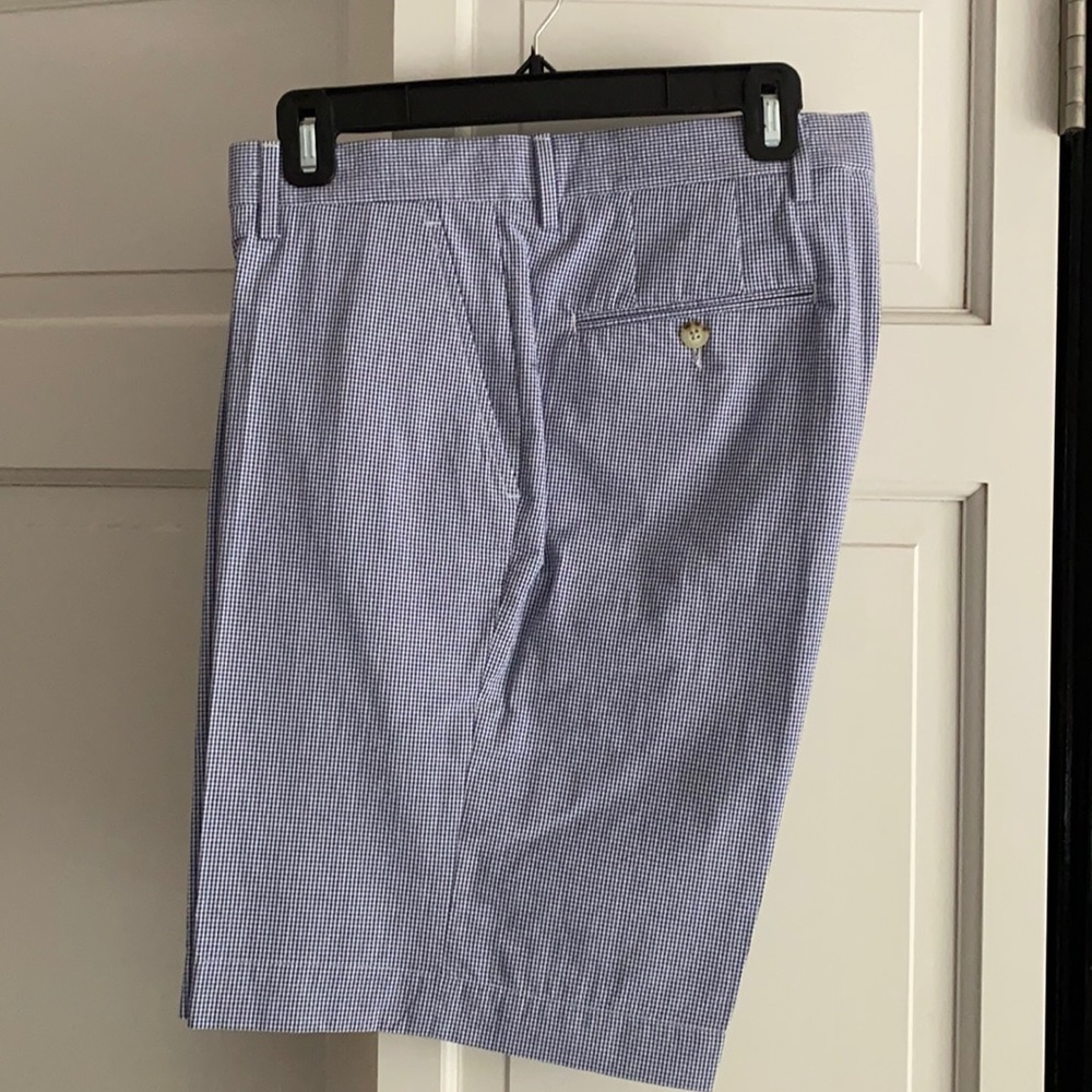 Berle blue/white gingham seersucker shorts.